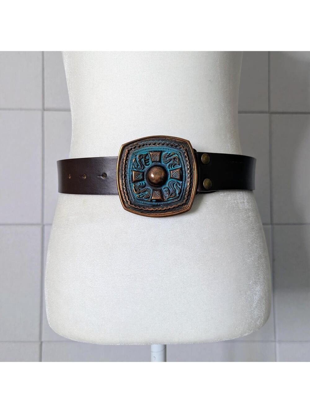 Vintage The Limited antiqued turquoise western belt - Made in Italy